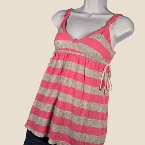 Y2K PINK Victoria's Secret Small Camisole Tank Top Striped Empire Waist Babydoll